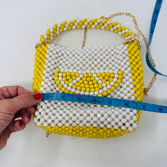 Bouffants & Broken Hearts Lemon Beaded Bag Yellow White Fruit Purse Retro Summer - Picture 12 of 13